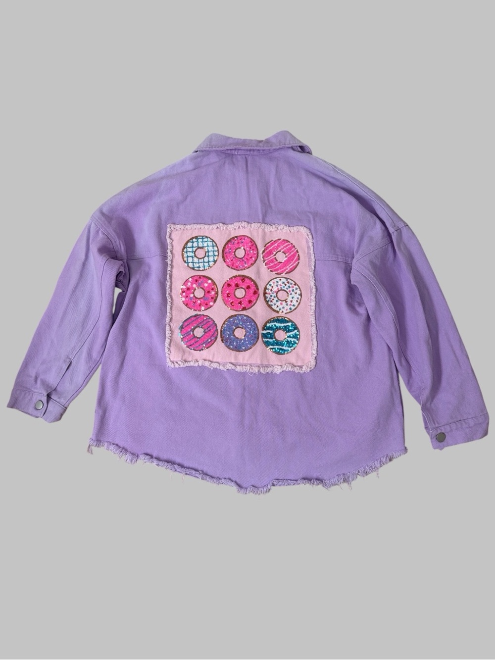 Fantastic Fawn Lavender Frayed Denim Jacket - Picture 4 of 6
